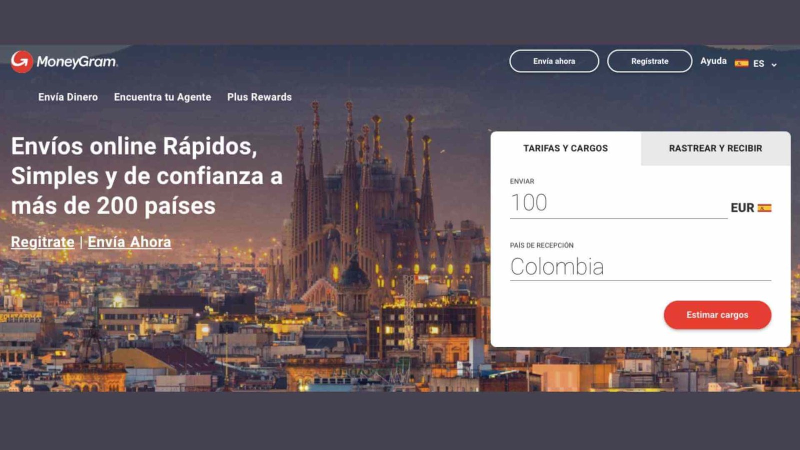 Remesas a Colombia: página Moneygram